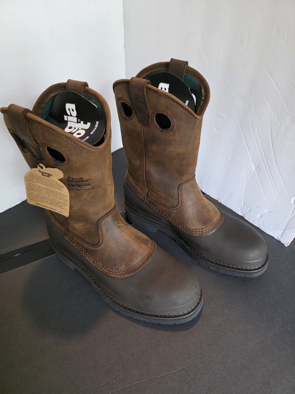Georgia Boot Muddogg Wellungton-On Work Boots - Brown/Tan